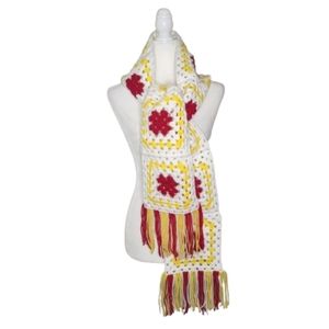 Handmade Crocheted Granny Square Scarf, OS Long